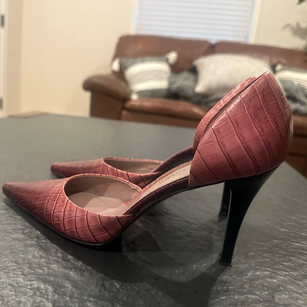 Y2K Kenneth Cole D’orsay Impress Pink Croc Pointed Toe Pump - Picture 3 of 16